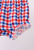 White flag smocked ruffle gingham bloomer set