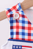 Flag smocked gingham bubble