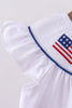 White flag smocked ruffle dress