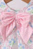 Pink hydrangea bow print ruffle bloomer set