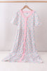 Pink hydrangea bow print tiered dress