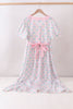 Pink hydrangea bow print tiered dress