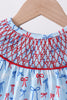 Blue bow smocked bubble