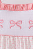 Pink bow smocked dot ruffle dress