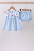 Blue jacquard embroidery bloomer set