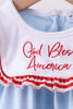 Blue god bless America flag french knot ruffle bubble