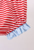 Blue god bless America flag french knot ruffle bloomer set