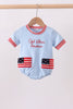 Blue god bless America flag french knot bubble