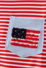 Red stripe flag french knot top