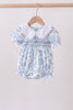 Blue rose smocked bubble