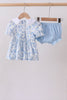 Blue rose smocked bloomer set