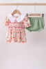 Pink strawberry smocked bloomer set