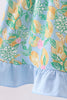 Green lemon smocked ruffle dress