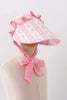 Blush floral ruffle bow bonnet