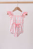 Blush floral print ruffle bow swimsuit