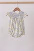 Golden meadow floral smocked ruffle bubble