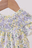 Golden meadow floral smocked ruffle bubble