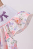 Purple rose bow smocked ruffle dress