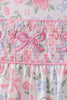 Pink floral bow smocked ruffle bloomer set