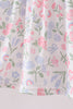 Pink floral bow smocked ruffle bloomer set