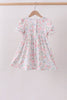 Pink floral bow smocked ruffle dress