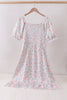 Pink floral smocked mom dress