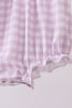 Purple floral embroidery gingham ruffle bubble