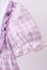 Purple floral embroidery gingham ruffle shorts set