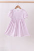 Purple floral embroidery gingham ruffle dress