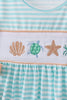 Mint marine creature smocked stripe ruffle dress