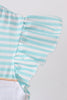 Mint marine creature smocked stripe ruffle dress