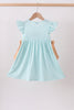 Mint marine creature smocked stripe ruffle dress