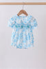 Blue rose smocked bubble