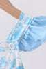 Blue rose smocked ruffle one-piece swimsuit