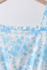 Blue rose print women dress