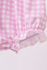 Pink floral bow smocked ruffle bubble