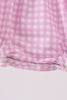Pink floral bow smocked ruffle bubble