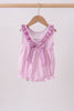 Pink floral bow smocked ruffle bubble