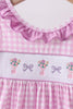 Pink floral bow smocked ruffle shorts set