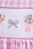 Pink floral bow smocked ruffle shorts set