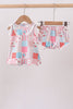 Pink floral patchwork scalloped bloomer set