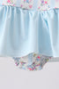 Blue floral ruffle one-piece swimsuit