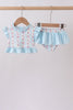 Blue floral ruffle 2pc swimsuit