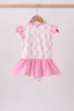 Pink bow ruffle one-piece swimsuit