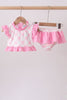 Pink bow ruffle 2pc swimsuit