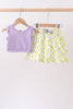 Purple floral bow skorts set