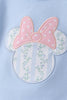 Blue character applique ruffle dress
