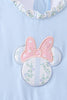 Blue character applique ruffle one-piece swimsuit
