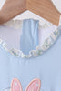 Blue character applique ruffle one-piece swimsuit