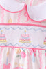 Pink birthday cake smocked bubble